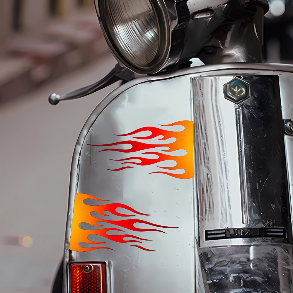 Flame Motorcycle Stickers Wate - Scooter Helmet Set ulasan dan harga