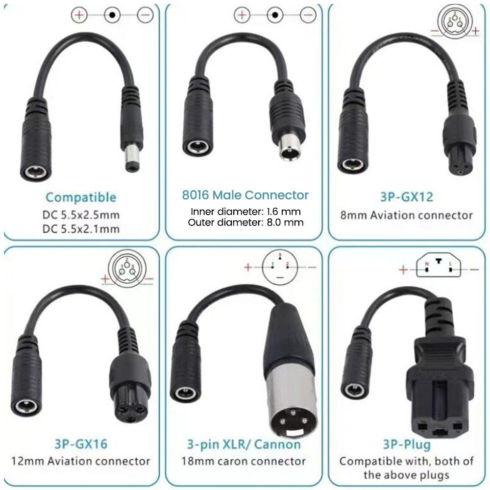 DC5.5MM To M12/M16/8016/5525/3 - Electric Scooter Charger ulasan dan harga